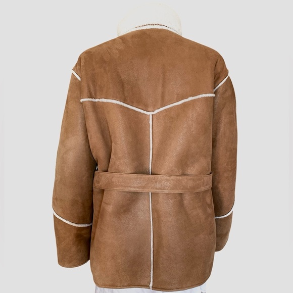 NWT Maje Tan and Cream Lamb Shearling Jacket- Gabelo jacket in Camel size 38 - Picture 2 of 16